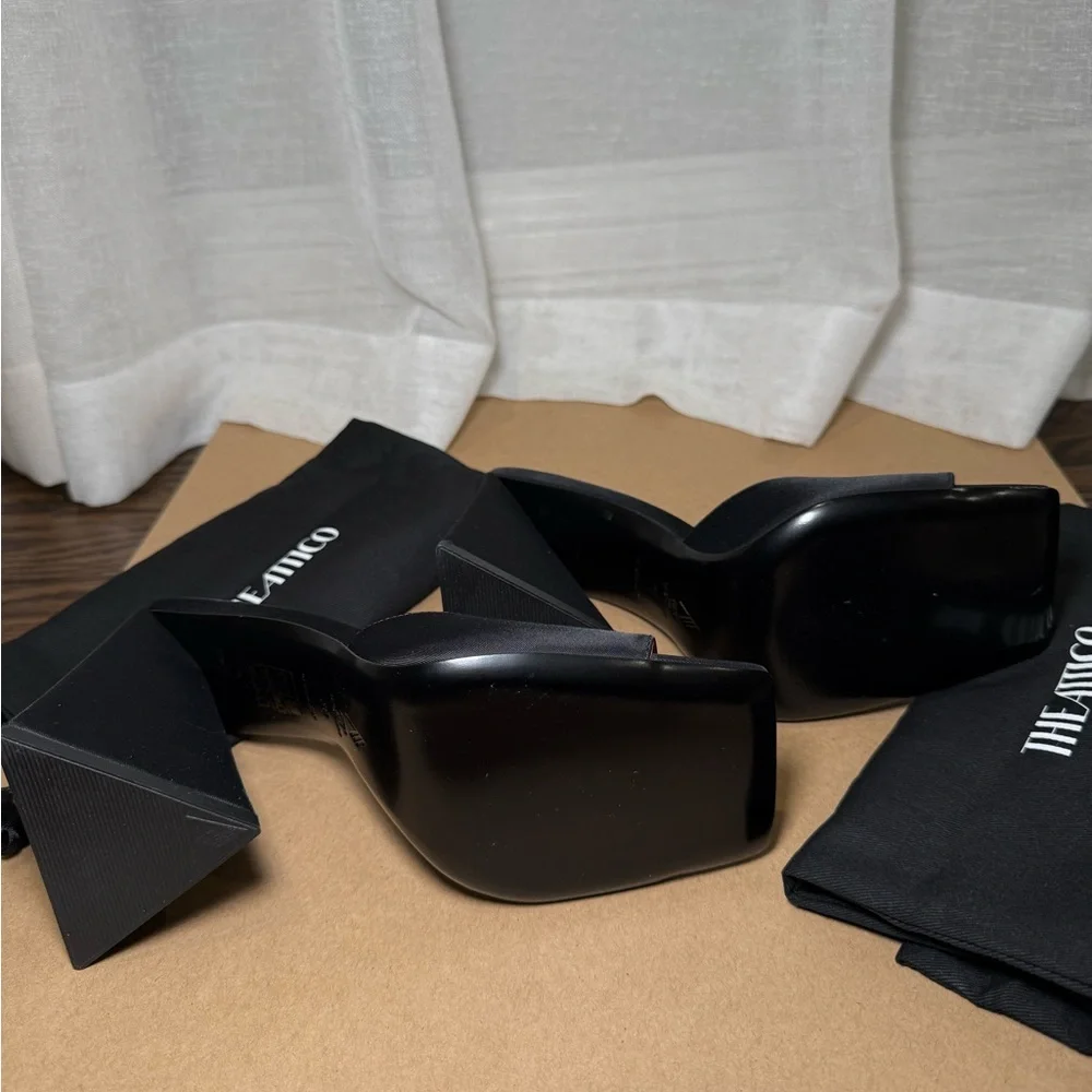 The Attico Devon Mules Black Satin Sculptural Heel EU 38 - Picture 4 of 5